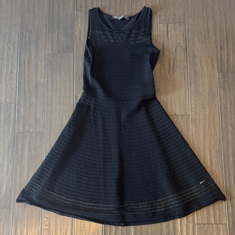 French Connection Black Textured Midi Dress